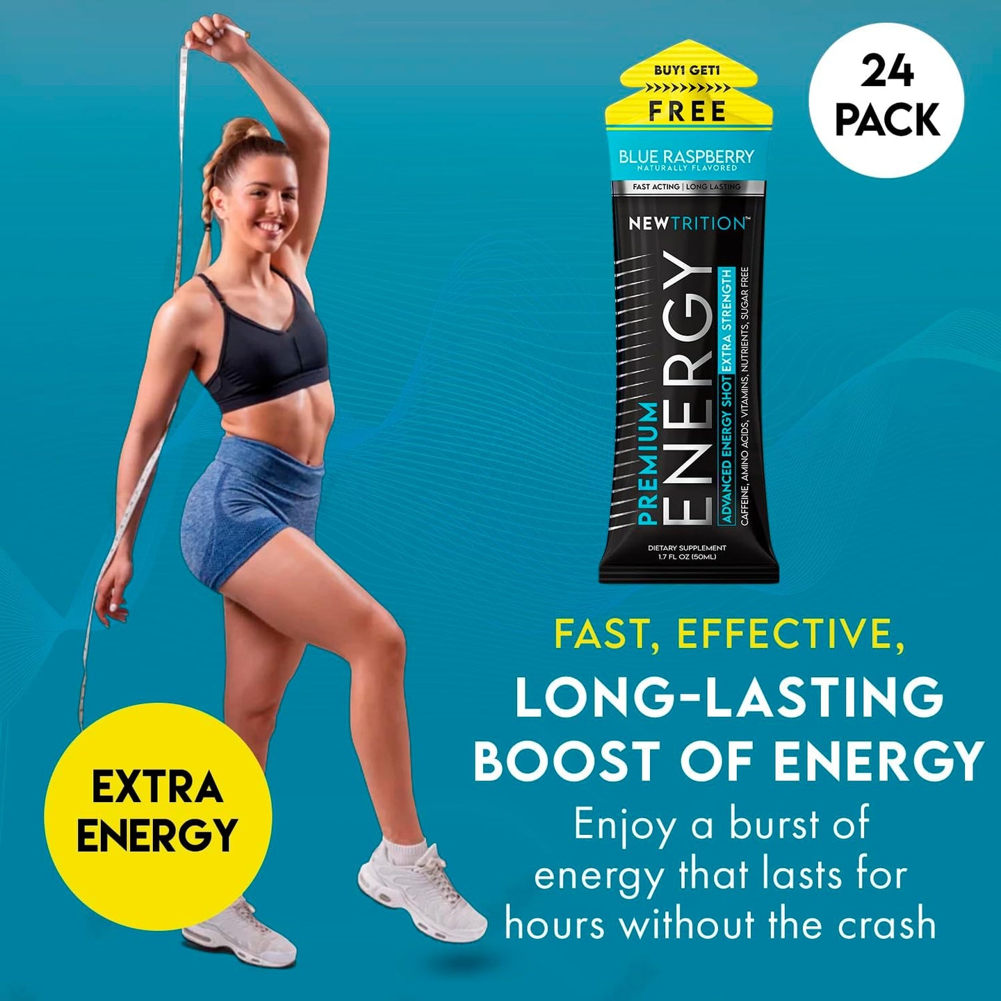 Blue Raspberry Flavor Extra Strength Energy Shots